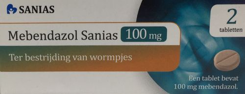 Mebendazol antiwormtabletten 100 mg Sanias - 2 st.