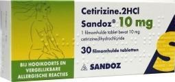 Sandoz Cetirizine 10 mg - 30 tabletten