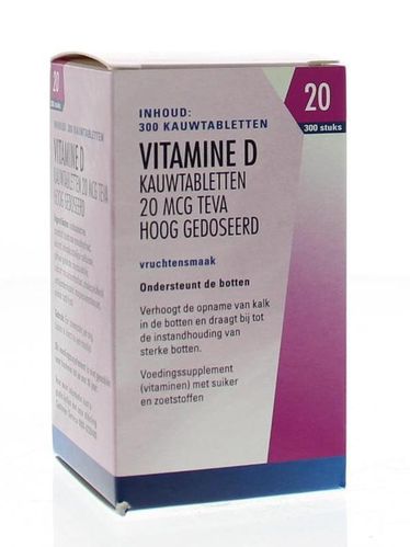 Vitamine D tabletten 20 mcg TEVA - 300 tabletten