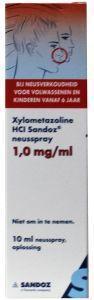 Sandoz Xylometazoline 1 mg/ml neusspray - 10 ml